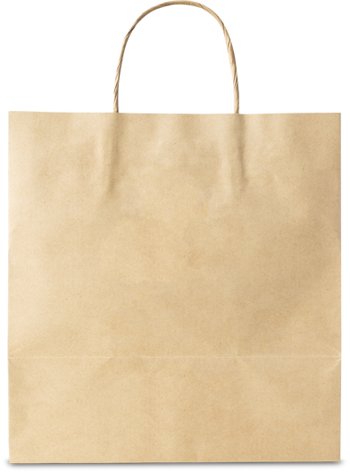 Brown paper shopping bag cutout, Png file